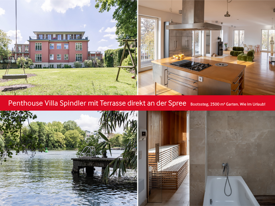 Penthouse Villa Spindler mit Terrasse direkt an der Spree